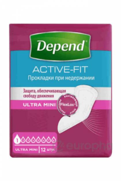 Прокладки гигиенические Depent Aktiv-Fit при недержании 12 штук