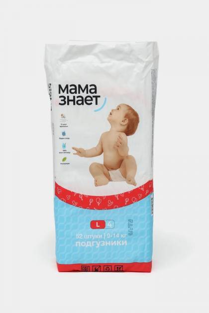 Подгузники Мама знает L-52 шт