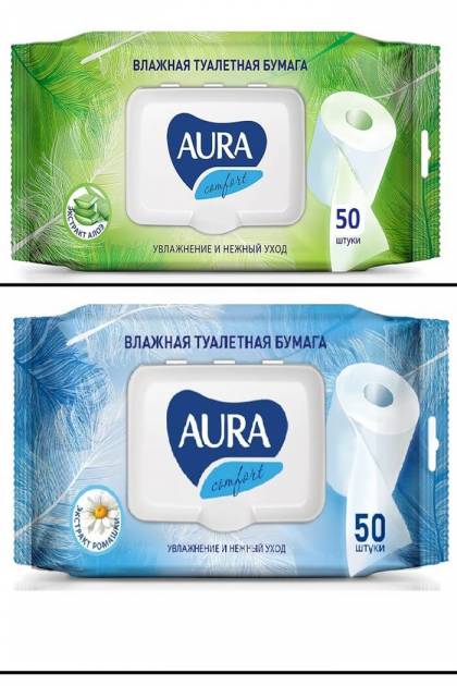 Влажная туалетная бумага AURA 50шт