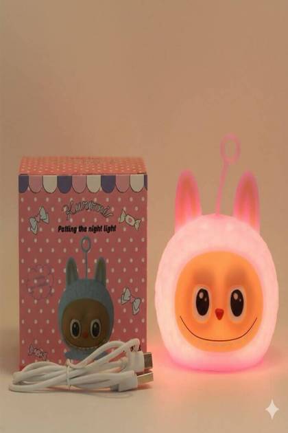 Светильник Силикон Лабубу Розовый (Меняет цвета)