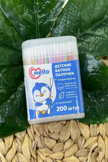 Детские ушные палочки с лопаткой Mello 200шт