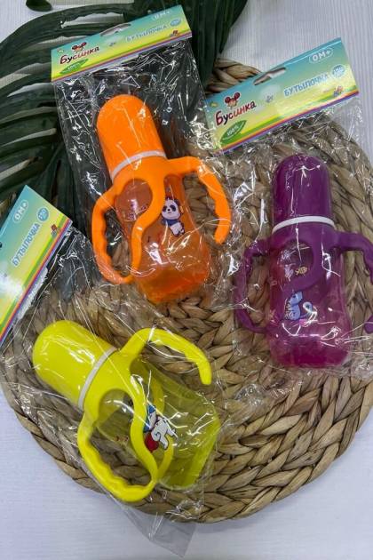 Бутылочка для кормления с ручками Бусинка 0мес+ 150мл (Цвет: Фиолетовый)