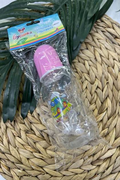 Бутылочка для кормления стекло Бусинка 0мес+ 150мл (Цвет: Розовый)