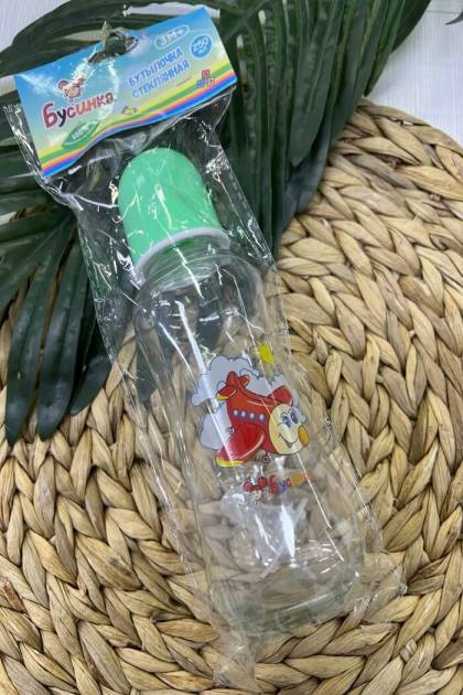 Бутылочка для кормления стекло Бусинка 3мес+ 250мл (Цвет: Зеленый)