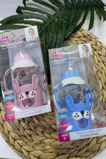 Бутылочка стекло Petty baby 0+ 125мл (Цвет: Синий)