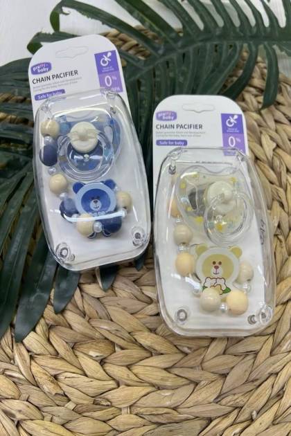 Соска силикон круглая+соскодержатель Pretty baby 0+мес (Цвет: Синий)