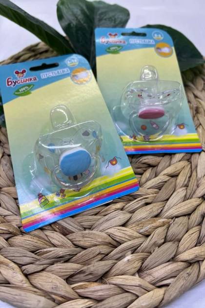 Соска силикон с прикусом Бусинка 0-6мес (Цвет: Прозрачный «Розовая Птичка»)