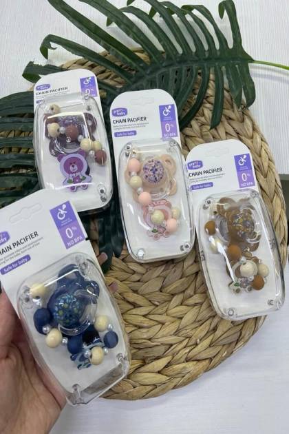 Соска силикон с прикусом+соскодержатель Pretty baby 0+мес (Цвет: Синий)